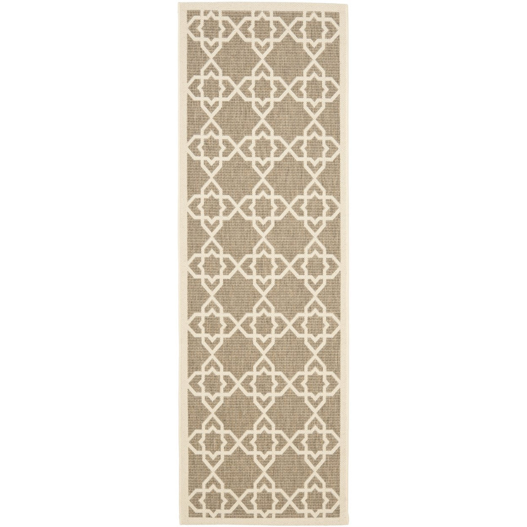 SAFAVIEH Indoor Outdoor CY6032-242 Courtyard Brown / Beige Rug Image 1