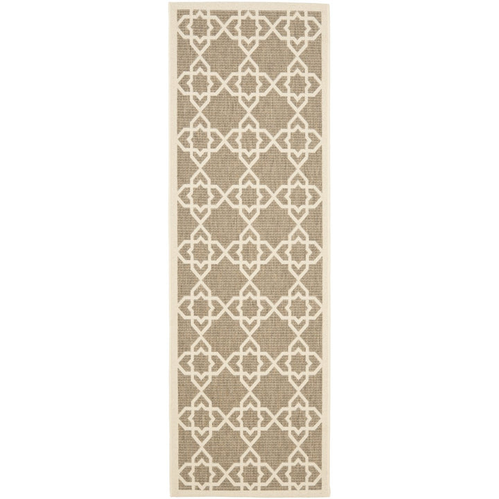 SAFAVIEH Indoor Outdoor CY6032-242 Courtyard Brown / Beige Rug Image 1