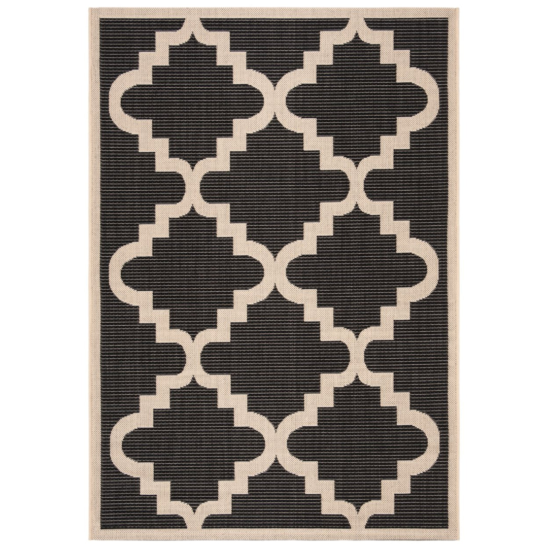 SAFAVIEH Indoor Outdoor CY6017-266 Courtyard Black / Beige Rug Image 1