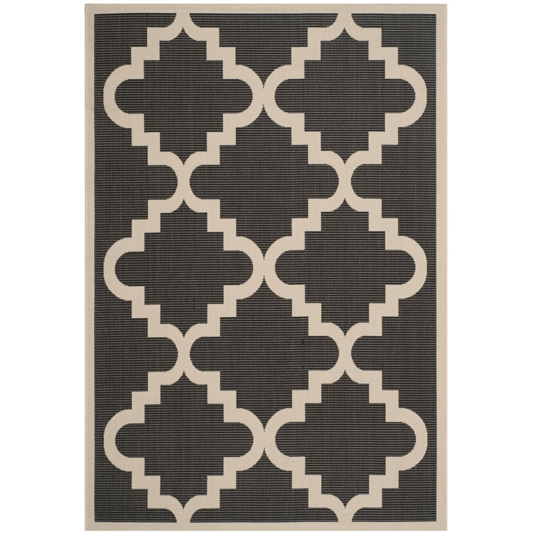 SAFAVIEH Indoor Outdoor CY6017-266 Courtyard Black / Beige Rug Image 1