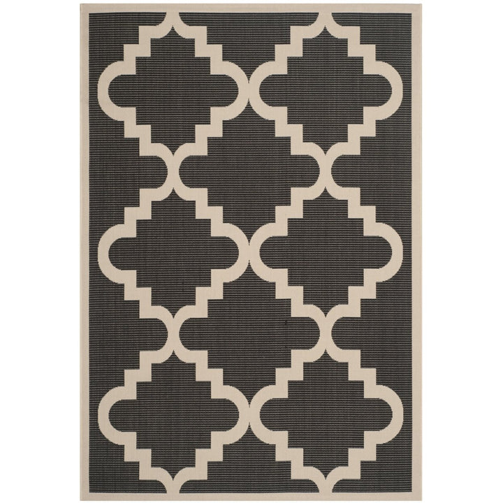 SAFAVIEH Indoor Outdoor CY6017-266 Courtyard Black / Beige Rug Image 1