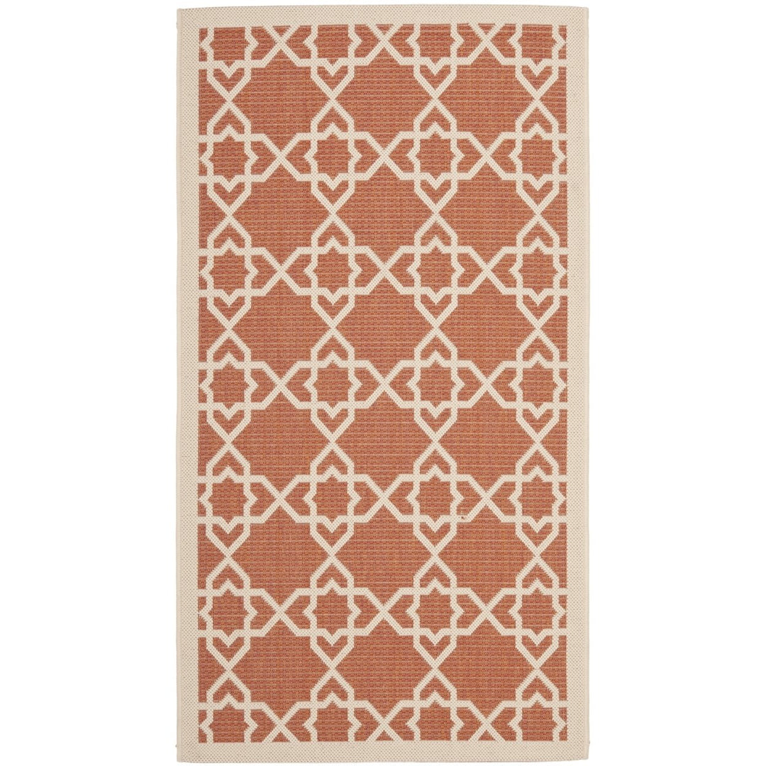 SAFAVIEH Outdoor CY6032-241 Courtyard Terracotta / Beige Rug Image 1