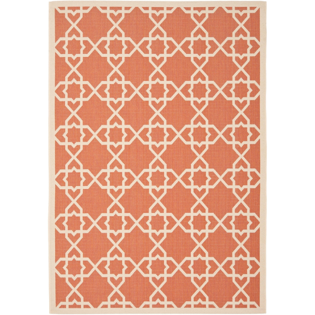 SAFAVIEH Outdoor CY6032-241 Courtyard Terracotta / Beige Rug Image 1