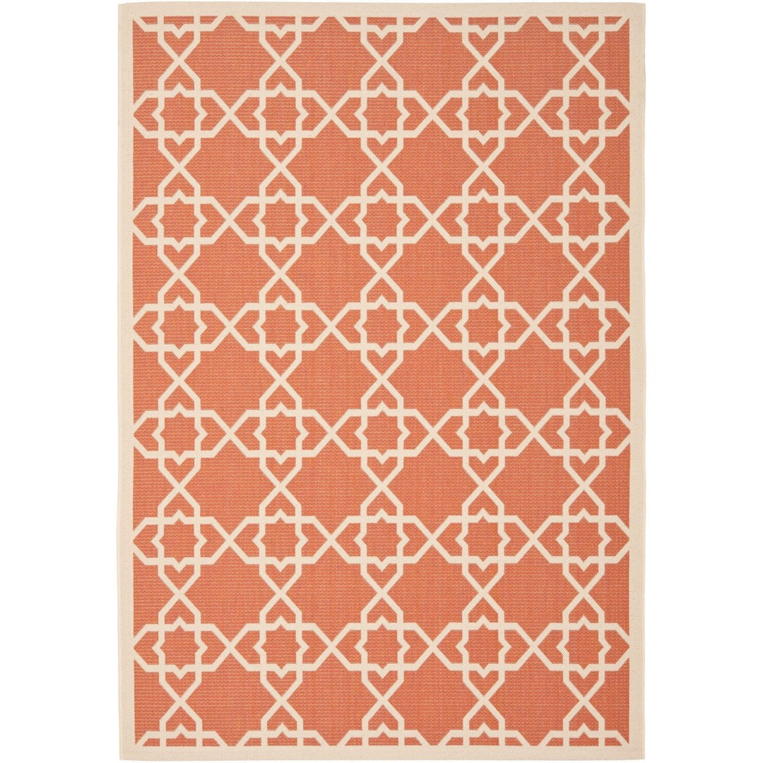 SAFAVIEH Outdoor CY6032-241 Courtyard Terracotta / Beige Rug Image 1