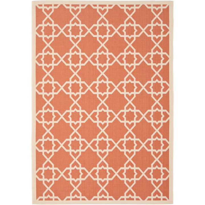 SAFAVIEH Outdoor CY6032-241 Courtyard Terracotta / Beige Rug Image 1