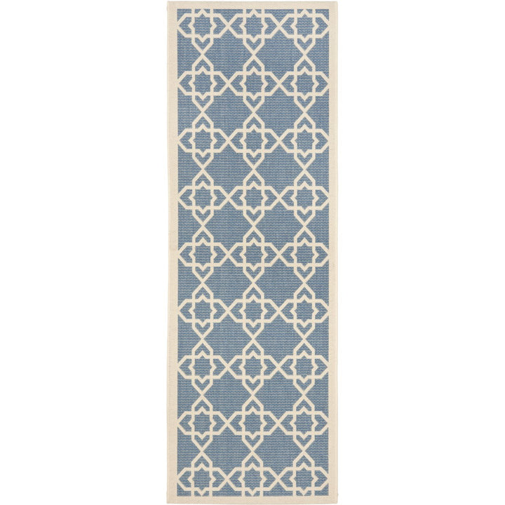 SAFAVIEH Indoor Outdoor CY6032-243 Courtyard Blue / Beige Rug Image 1