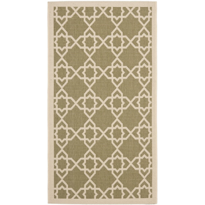 SAFAVIEH Indoor Outdoor CY6032-244 Courtyard Green / Beige Rug Image 1