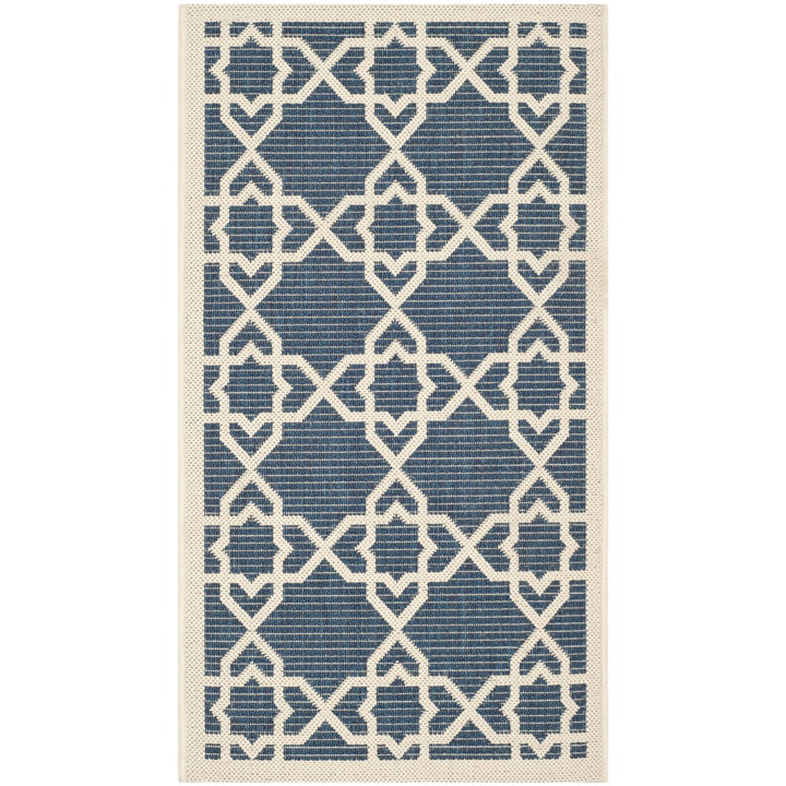 SAFAVIEH Indoor Outdoor CY6032-268 Courtyard Navy / Beige Rug Image 1