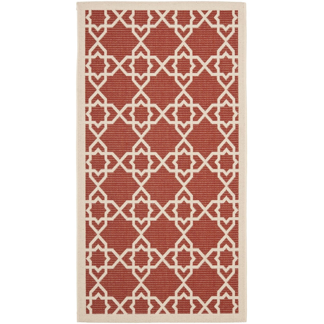 SAFAVIEH Outdoor CY6032-248 Courtyard Red / Beige Rug Image 1