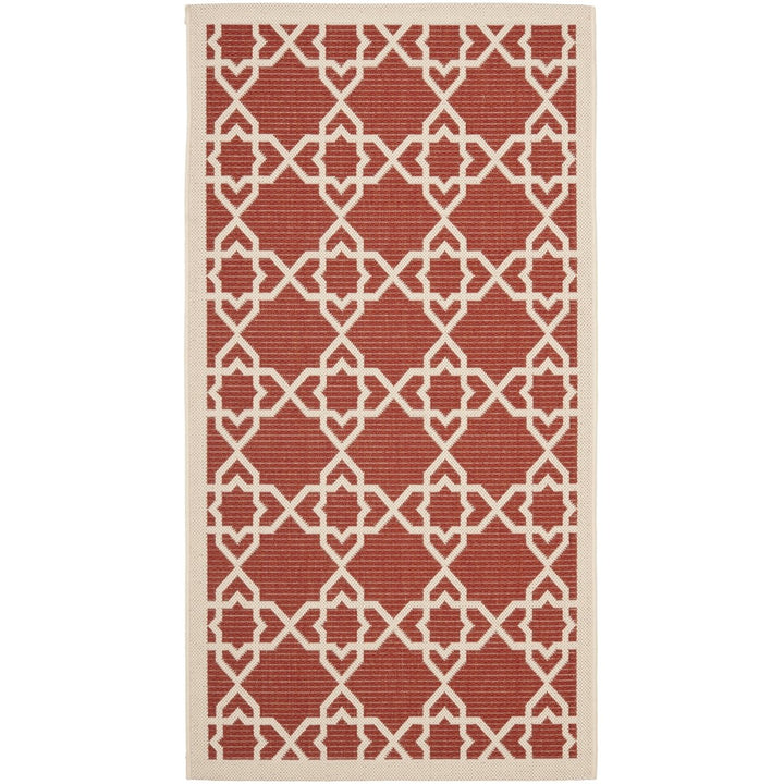 SAFAVIEH Outdoor CY6032-248 Courtyard Red / Beige Rug Image 1