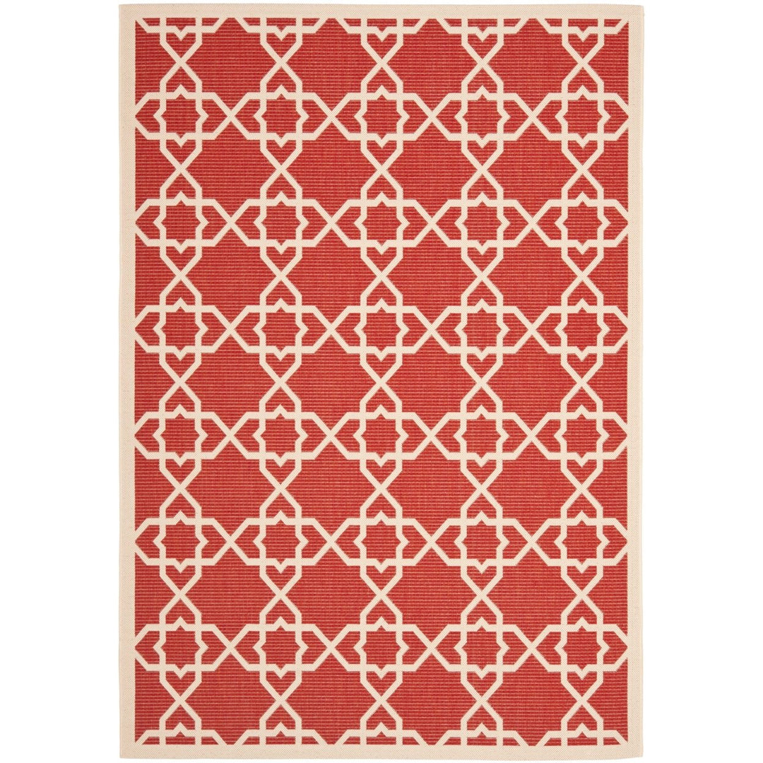 SAFAVIEH Outdoor CY6032-248 Courtyard Red / Beige Rug Image 1