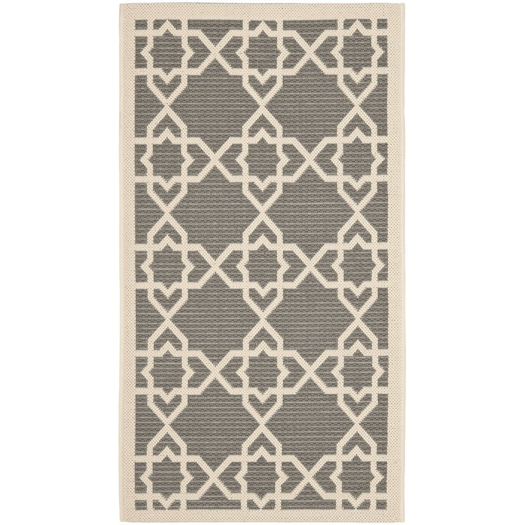 SAFAVIEH Indoor Outdoor CY6032-246 Courtyard Grey / Beige Rug Image 1