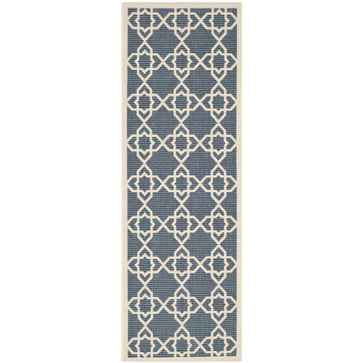 SAFAVIEH Indoor Outdoor CY6032-268 Courtyard Navy / Beige Rug Image 1