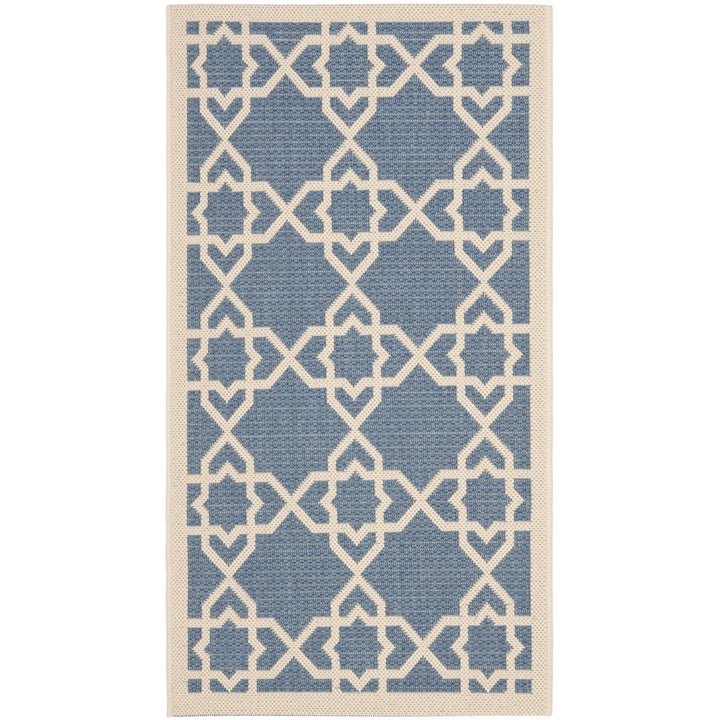 SAFAVIEH Indoor Outdoor CY6032-243 Courtyard Blue / Beige Rug Image 1