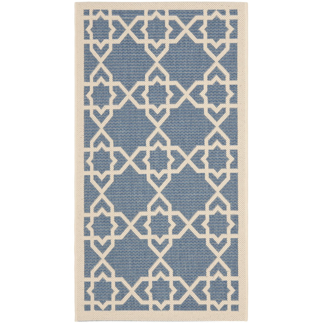 SAFAVIEH Indoor Outdoor CY6032-243 Courtyard Blue / Beige Rug Image 1