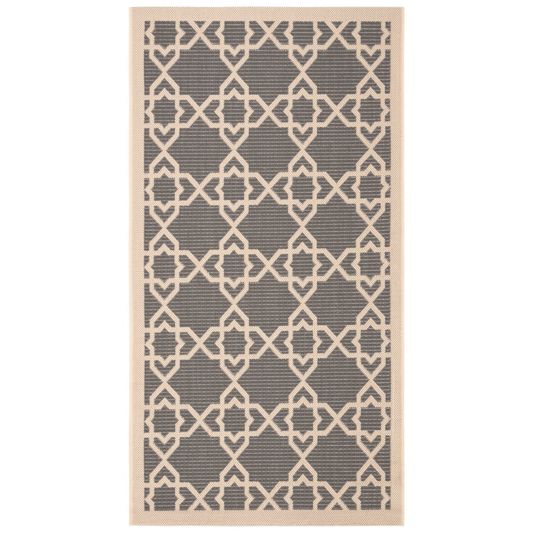 SAFAVIEH Indoor Outdoor CY6032-246 Courtyard Grey / Beige Rug Image 1