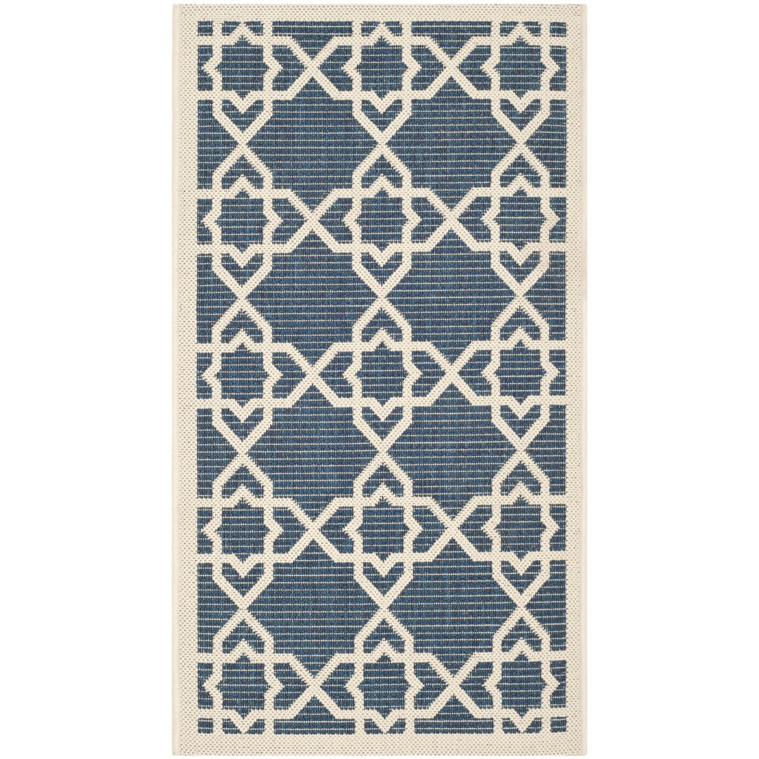 SAFAVIEH Indoor Outdoor CY6032-268 Courtyard Navy / Beige Rug Image 1