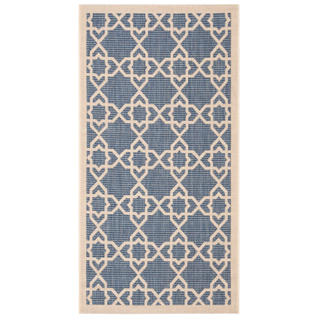 SAFAVIEH Indoor Outdoor CY6032-243 Courtyard Blue / Beige Rug Image 1