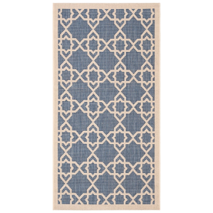 SAFAVIEH Indoor Outdoor CY6032-243 Courtyard Blue / Beige Rug Image 1