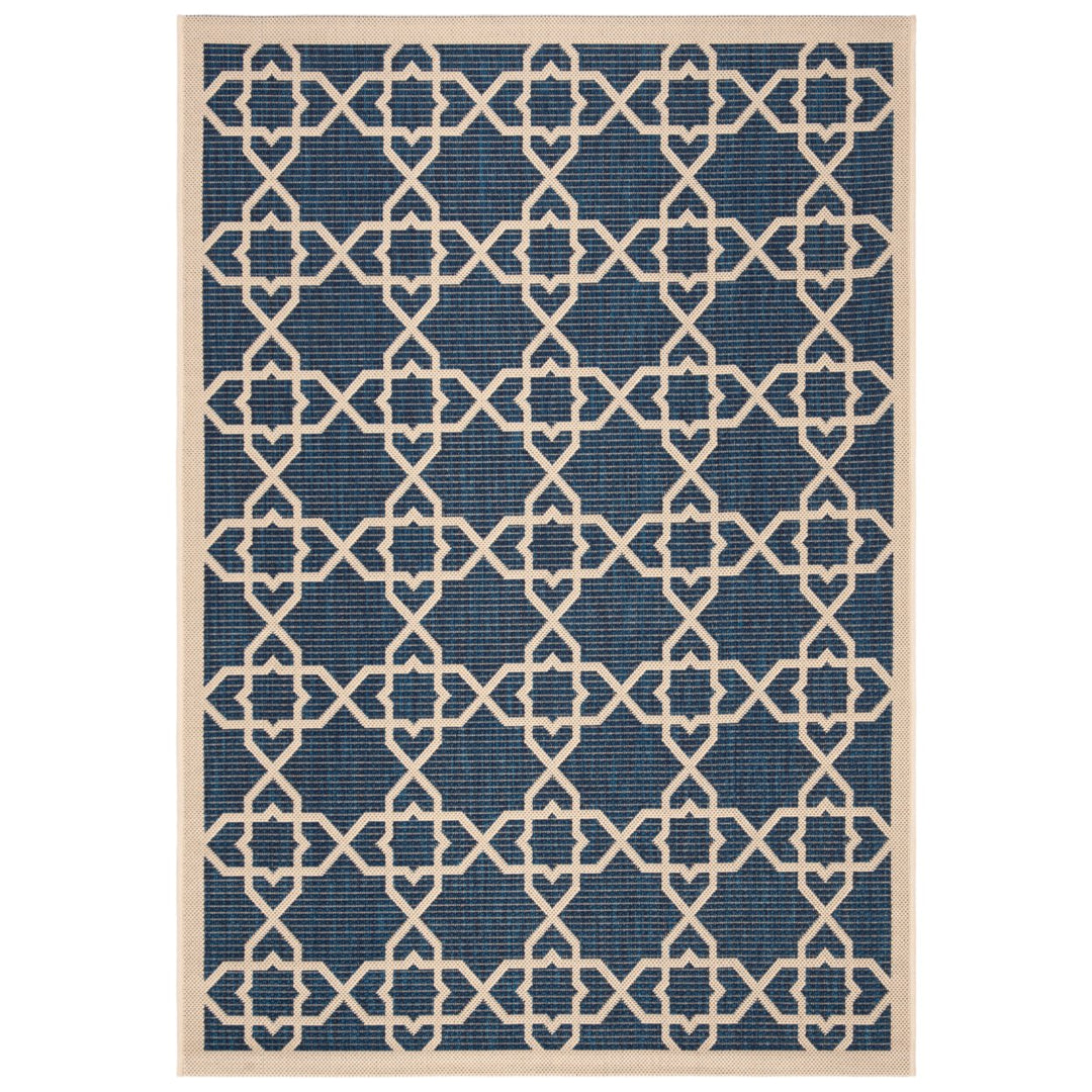 SAFAVIEH Indoor Outdoor CY6032-268 Courtyard Navy / Beige Rug Image 1