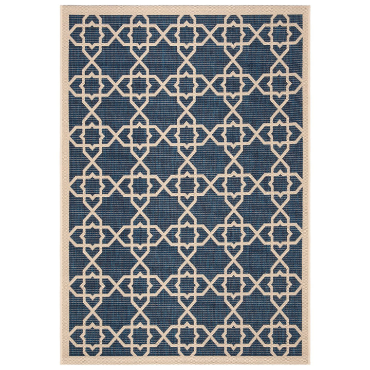 SAFAVIEH Indoor Outdoor CY6032-268 Courtyard Navy / Beige Rug Image 1