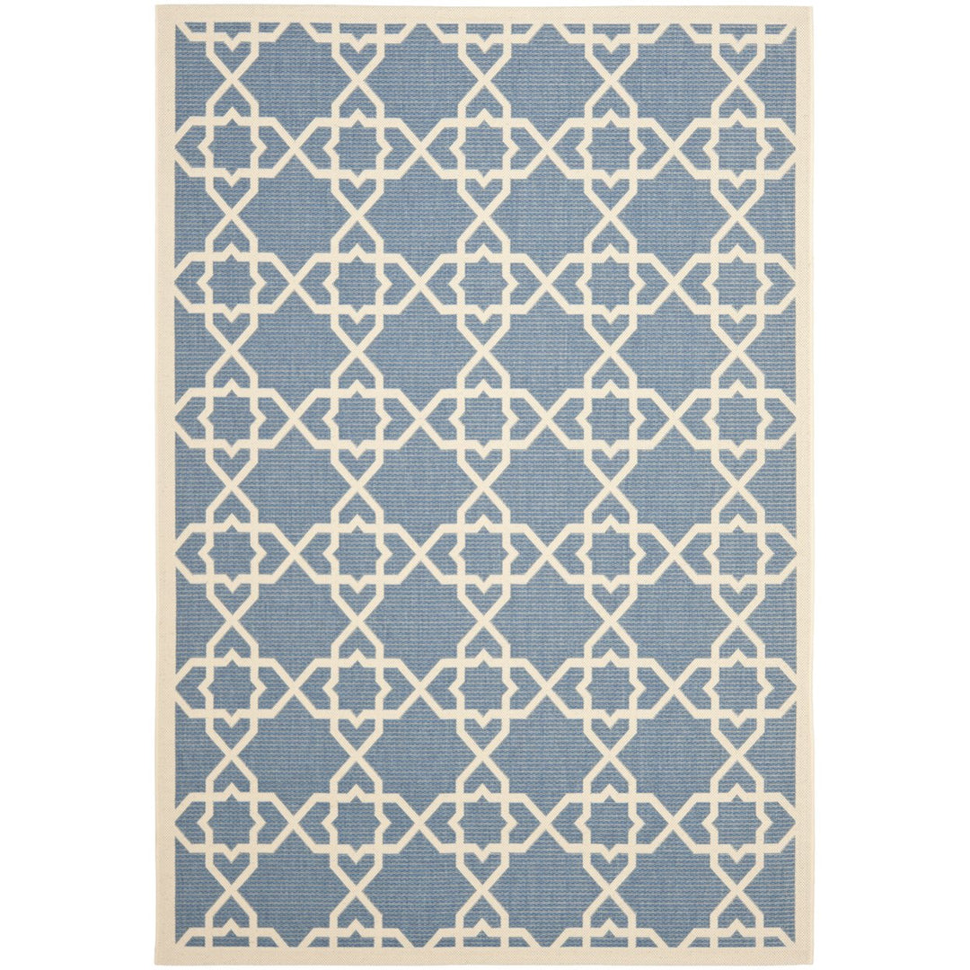 SAFAVIEH Indoor Outdoor CY6032-243 Courtyard Blue / Beige Rug Image 1