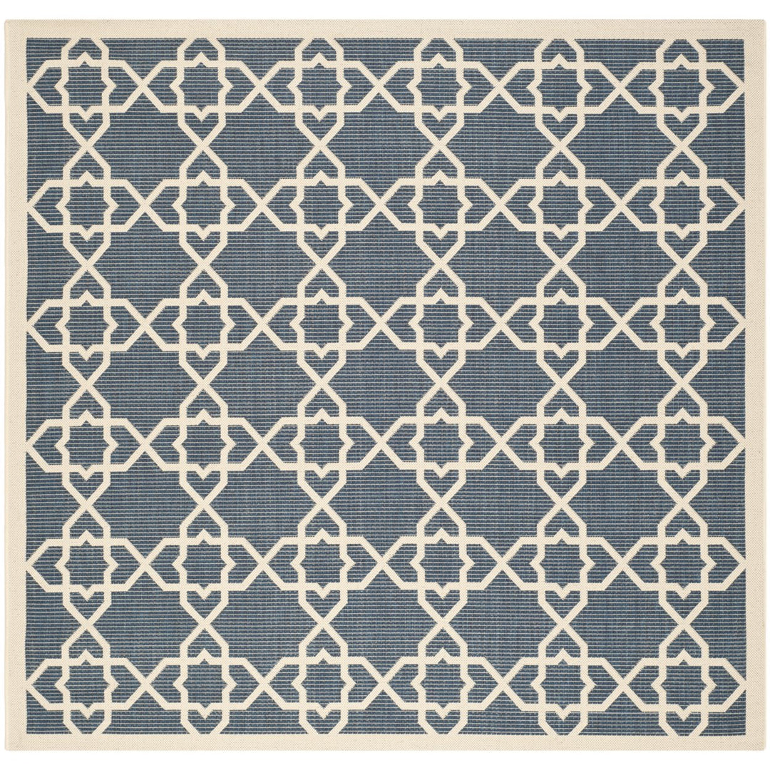 SAFAVIEH Indoor Outdoor CY6032-268 Courtyard Navy / Beige Rug Image 1