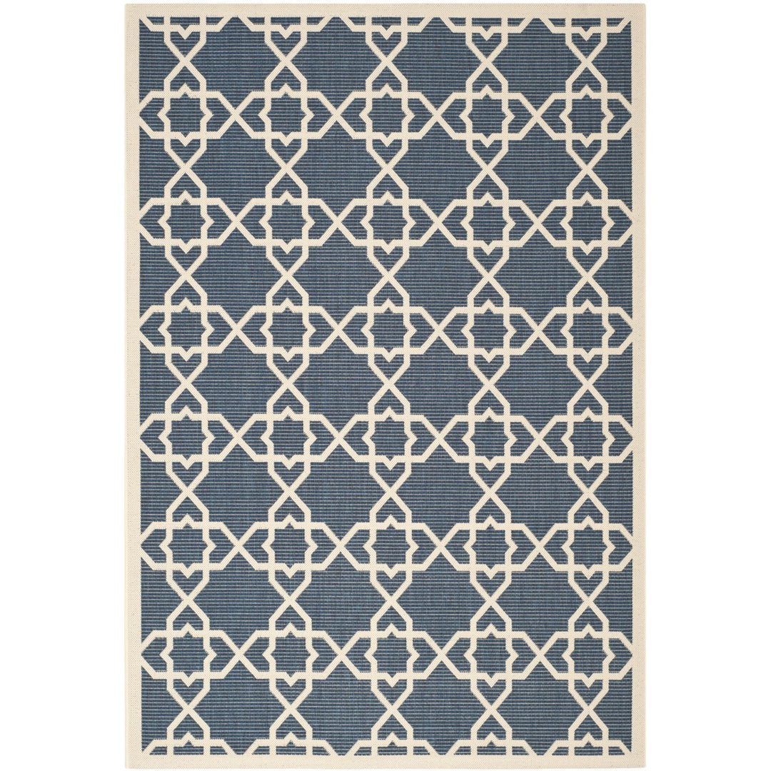 SAFAVIEH Indoor Outdoor CY6032-268 Courtyard Navy / Beige Rug Image 1