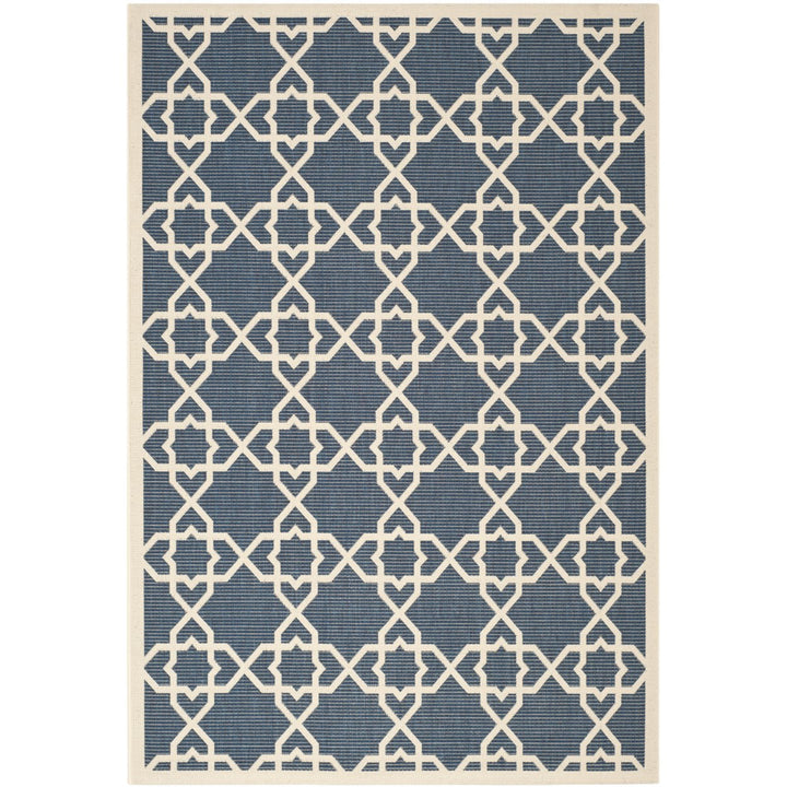 SAFAVIEH Indoor Outdoor CY6032-268 Courtyard Navy / Beige Rug Image 1