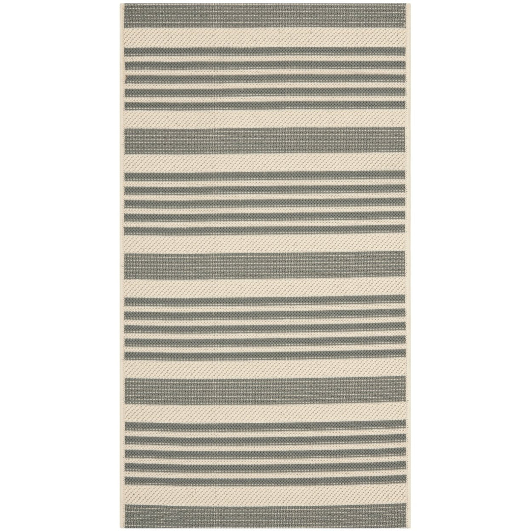 SAFAVIEH Outdoor CY6062-236 Courtyard Grey / Bone Rug Image 1