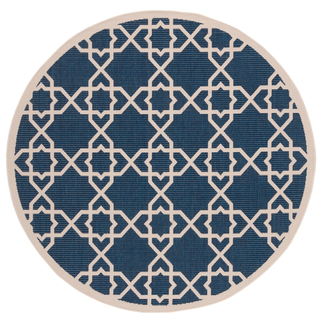 SAFAVIEH Indoor Outdoor CY6032-268 Courtyard Navy / Beige Rug Image 1