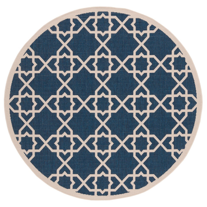 SAFAVIEH Indoor Outdoor CY6032-268 Courtyard Navy / Beige Rug Image 1