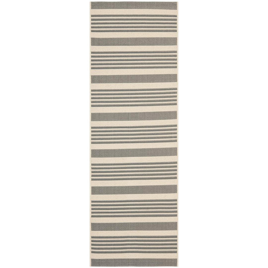 SAFAVIEH Outdoor CY6062-236 Courtyard Grey / Bone Rug Image 1