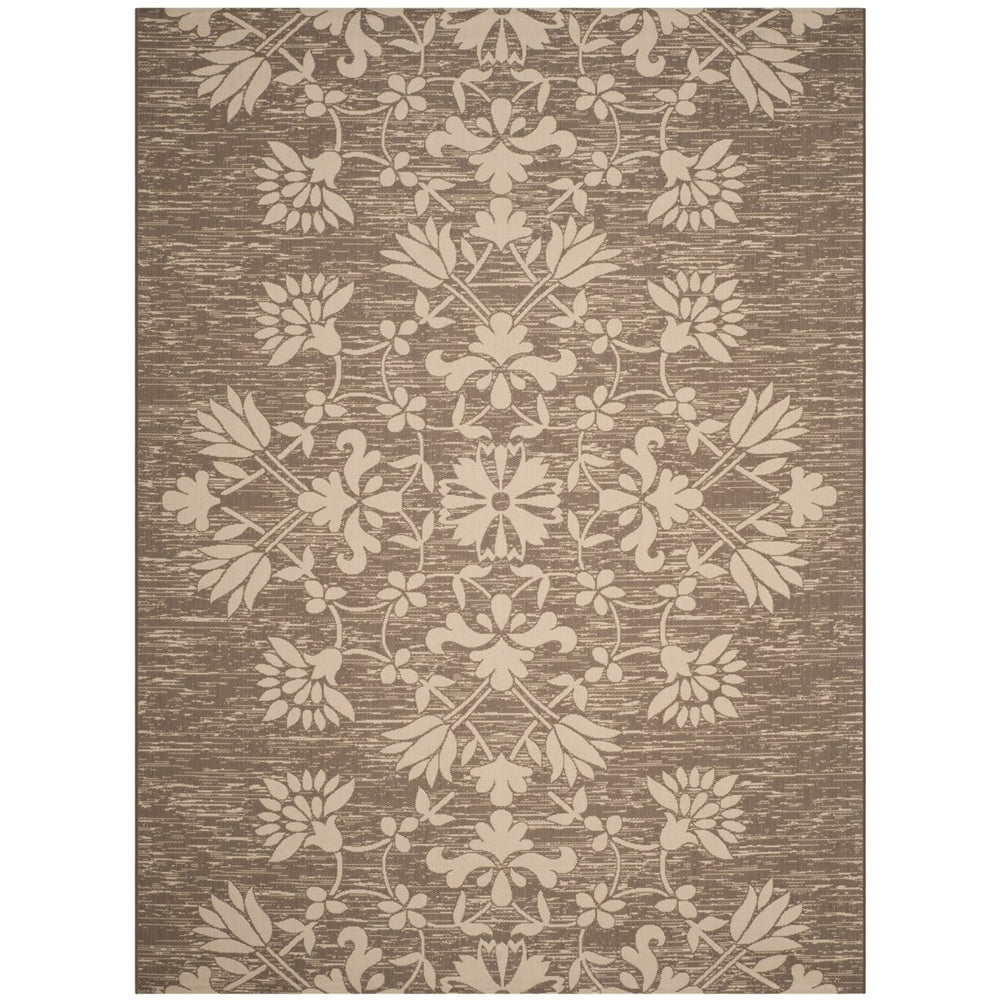 SAFAVIEH Outdoor CY6064-07921 Courtyard Dark Beige / Beige Rug Image 2