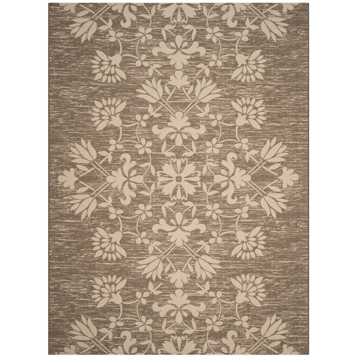 SAFAVIEH Outdoor CY6064-07921 Courtyard Dark Beige / Beige Rug Image 2