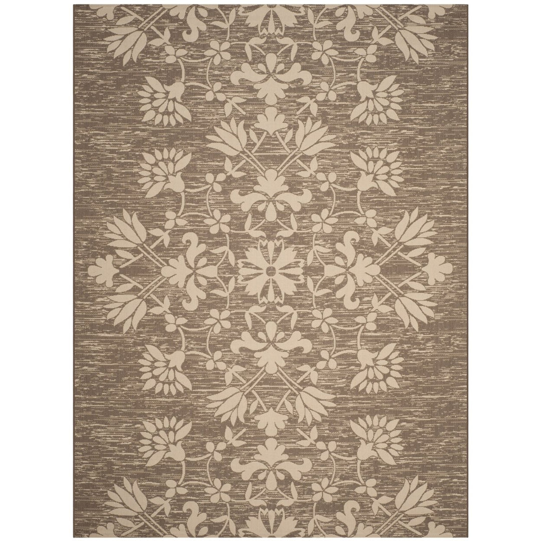 SAFAVIEH Outdoor CY6064-07921 Courtyard Dark Beige / Beige Rug Image 1