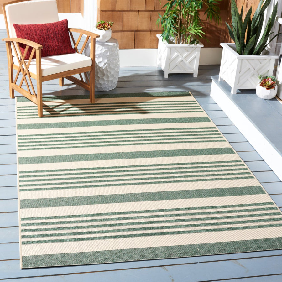 SAFAVIEH Outdoor CY6062-322 Courtyard Beige / Dark Green Rug Image 1