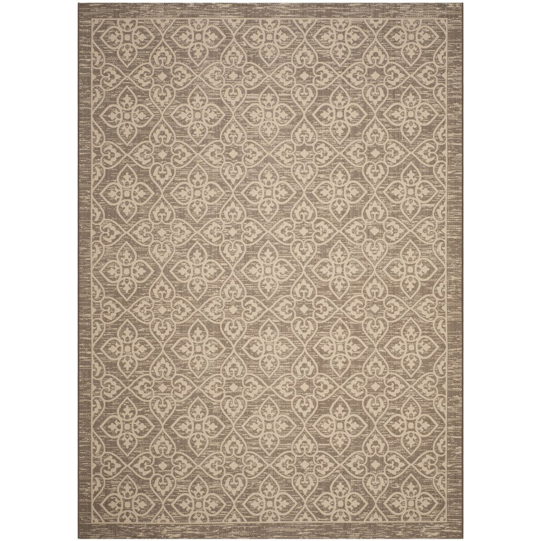 SAFAVIEH Outdoor CY6066-07921 Courtyard Dark Beige / Beige Rug Image 2