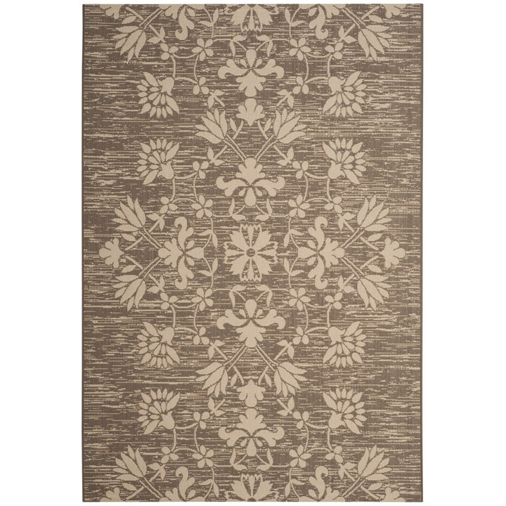 SAFAVIEH Outdoor CY6064-07921 Courtyard Dark Beige / Beige Rug Image 5