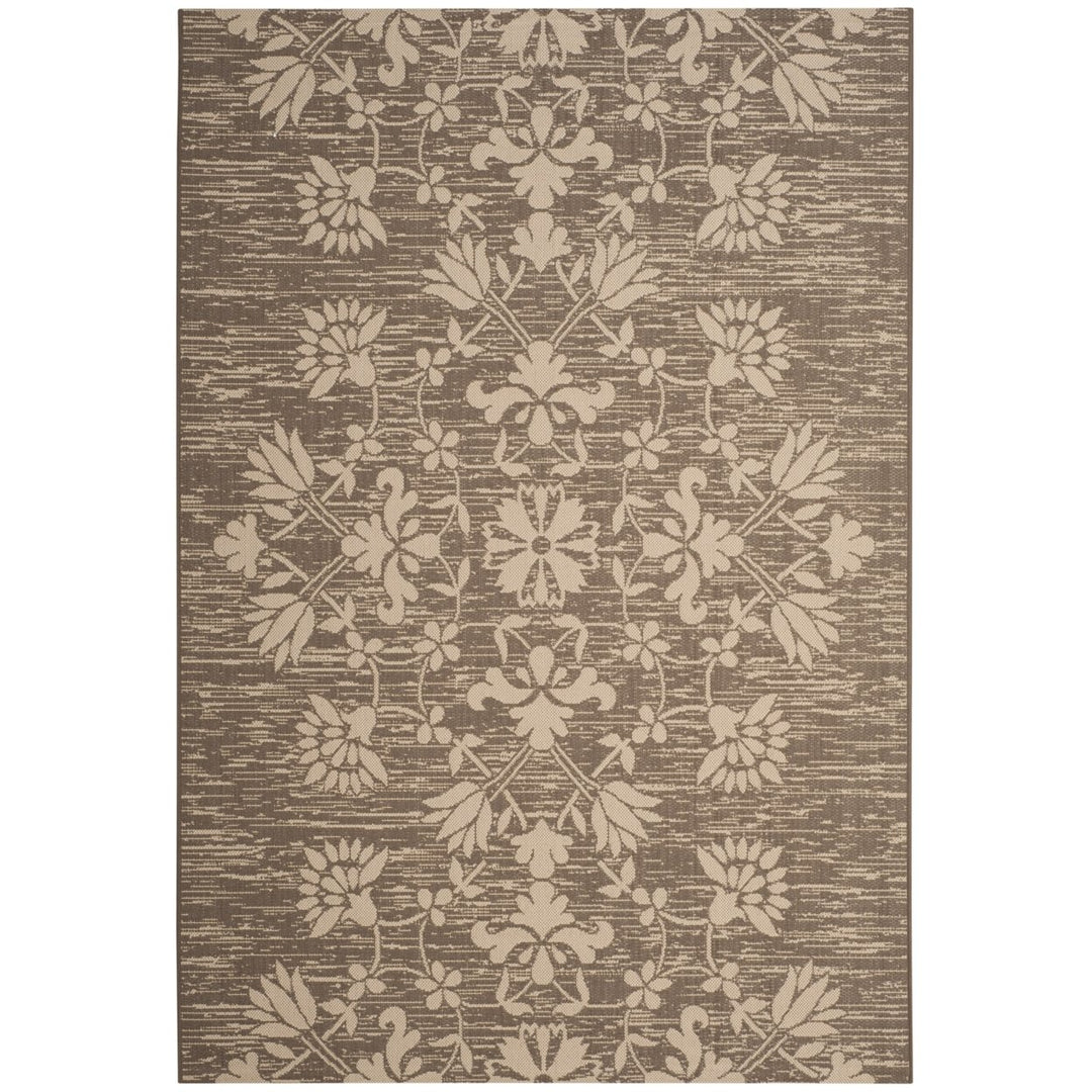 SAFAVIEH Outdoor CY6064-07921 Courtyard Dark Beige / Beige Rug Image 1