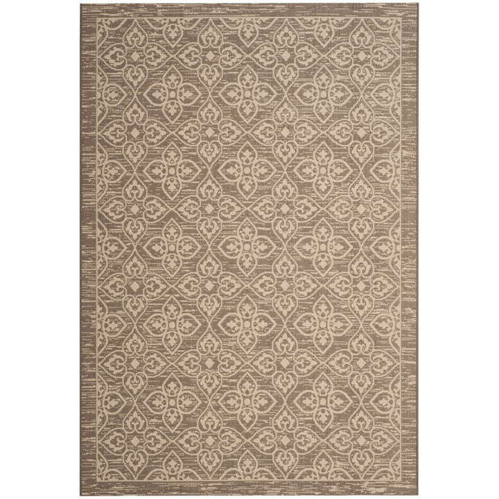 SAFAVIEH Outdoor CY6066-07921 Courtyard Dark Beige / Beige Rug Image 1