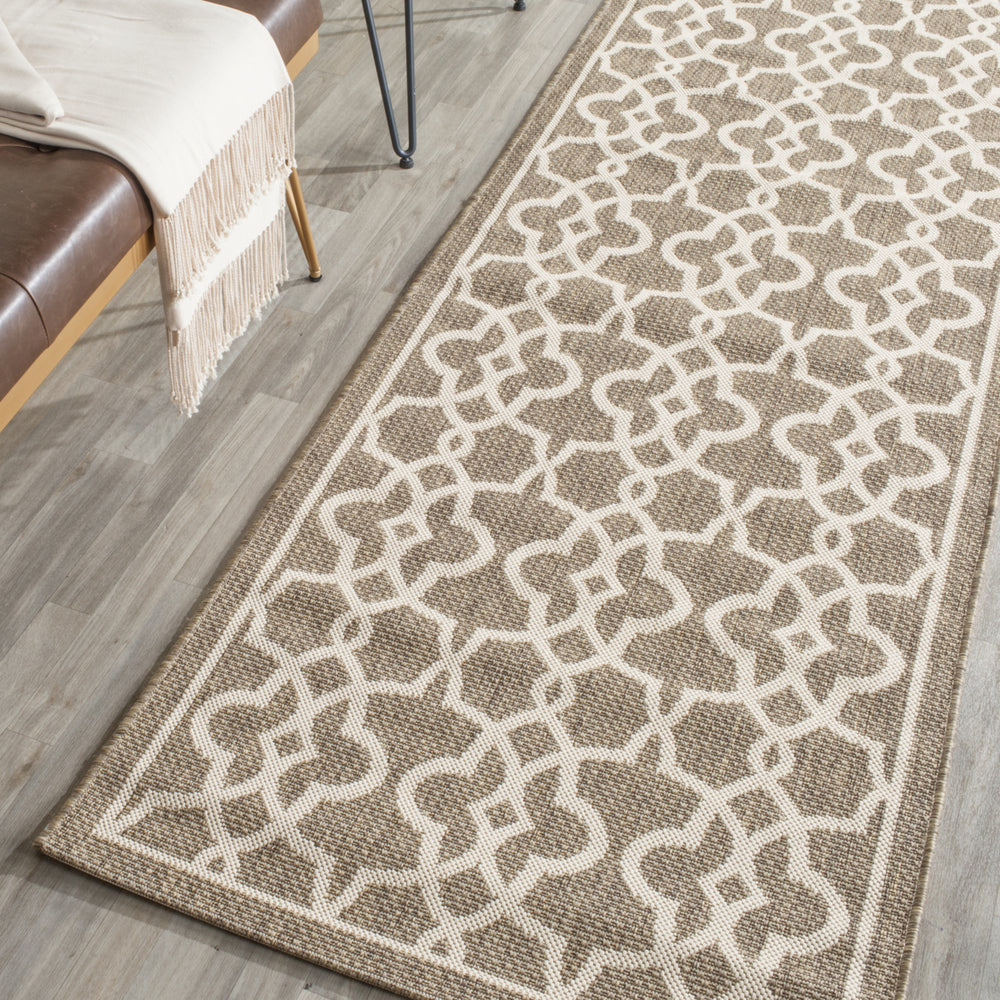 SAFAVIEH Indoor Outdoor CY6071-242 Courtyard Mocha / Beige Rug Image 2