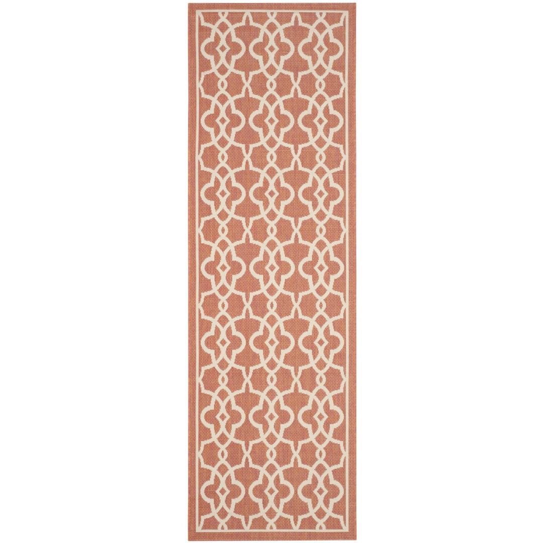 SAFAVIEH Outdoor CY6071-241 Courtyard Terracotta / Beige Rug Image 6