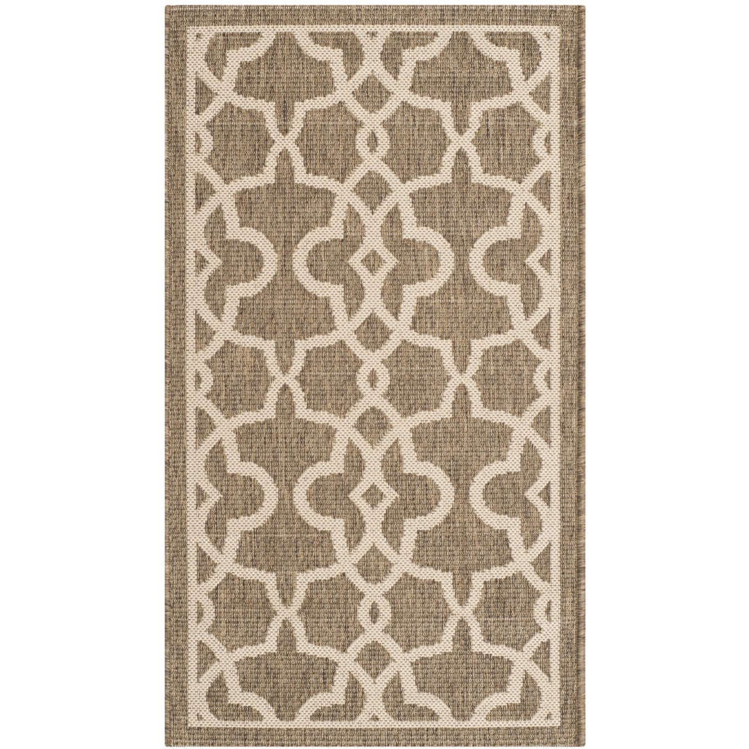 SAFAVIEH Indoor Outdoor CY6071-242 Courtyard Mocha / Beige Rug Image 1