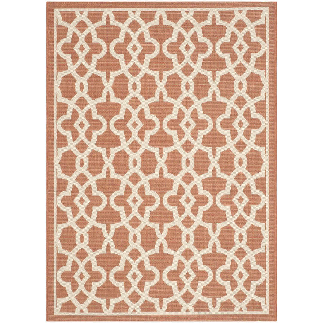 SAFAVIEH Outdoor CY6071-241 Courtyard Terracotta / Beige Rug Image 1