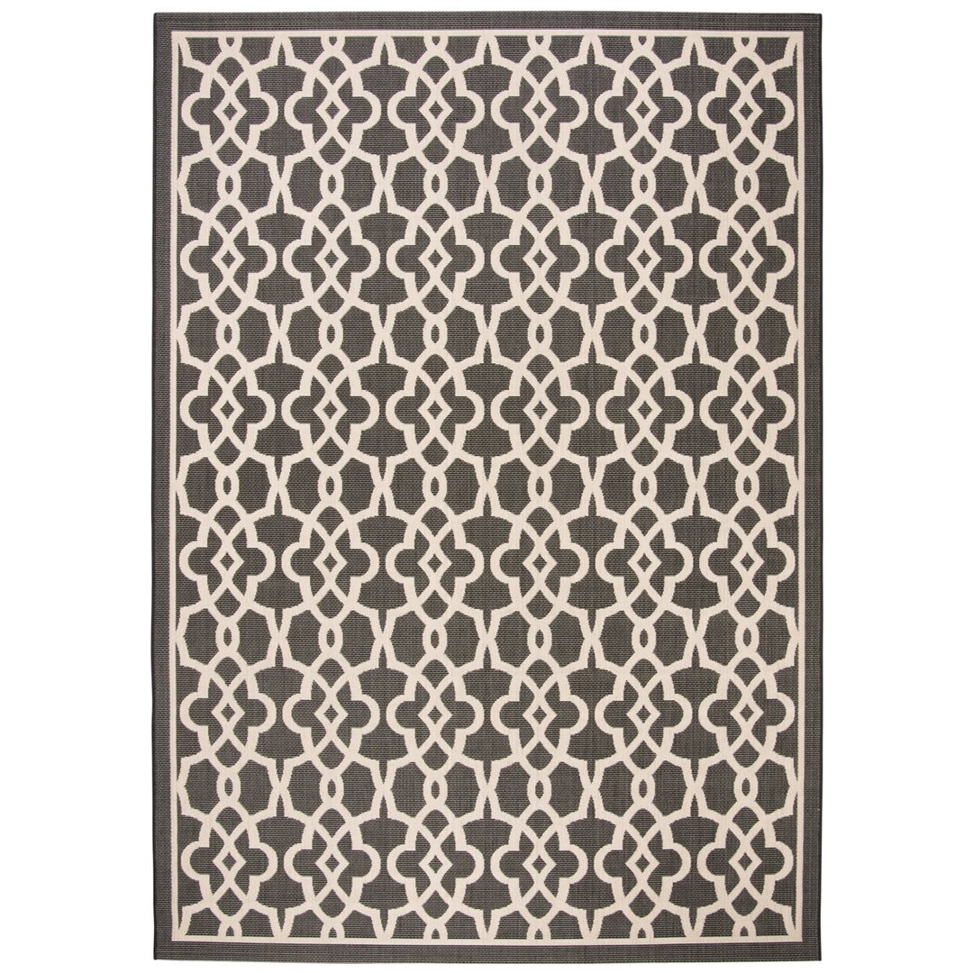 SAFAVIEH Indoor Outdoor CY6071-266 Courtyard Black / Beige Rug Image 1