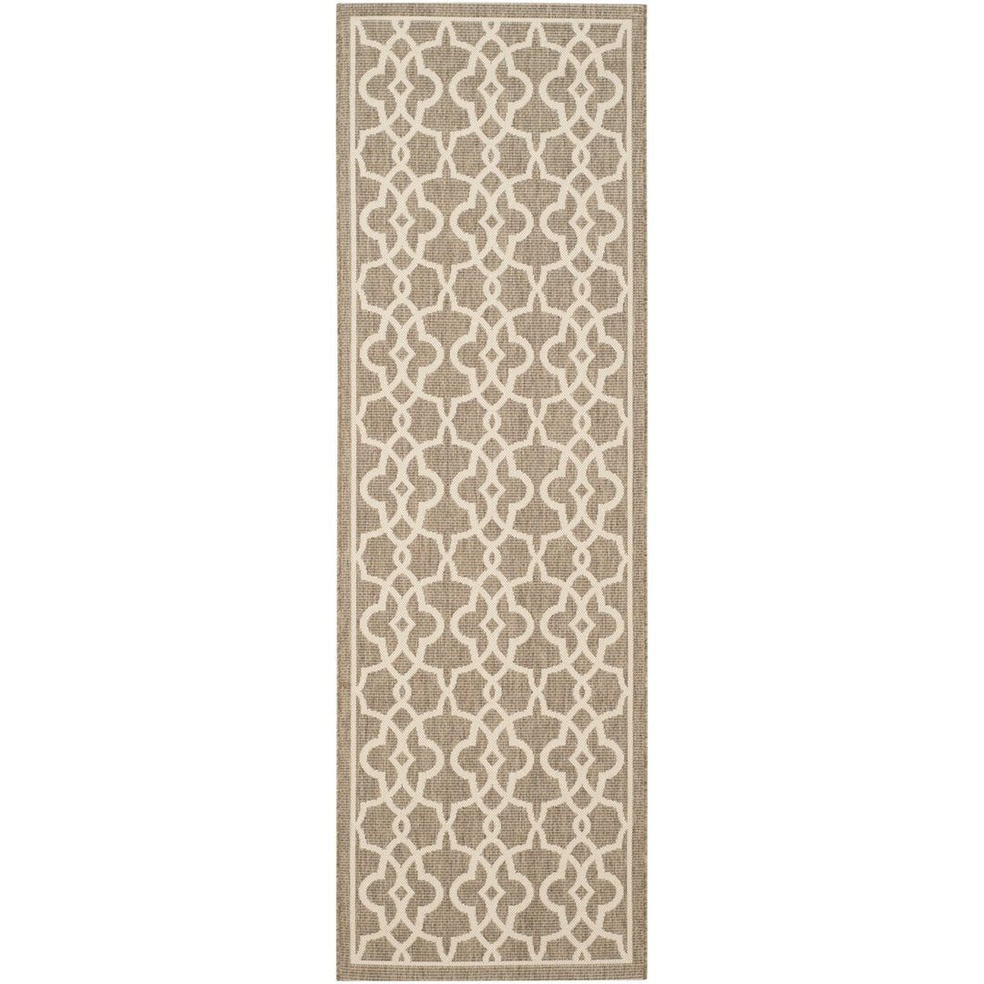 SAFAVIEH Indoor Outdoor CY6071-242 Courtyard Mocha / Beige Rug Image 1