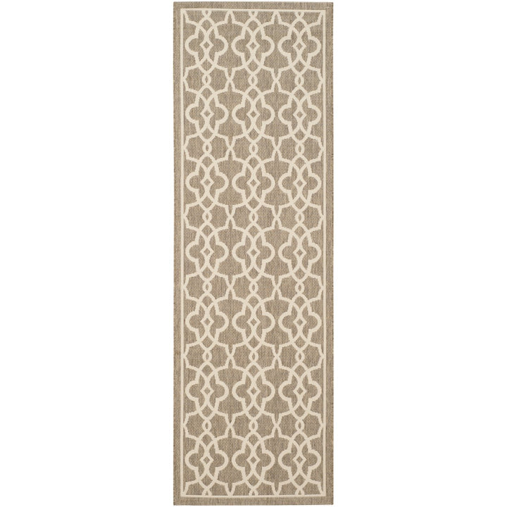 SAFAVIEH Indoor Outdoor CY6071-242 Courtyard Mocha / Beige Rug Image 1