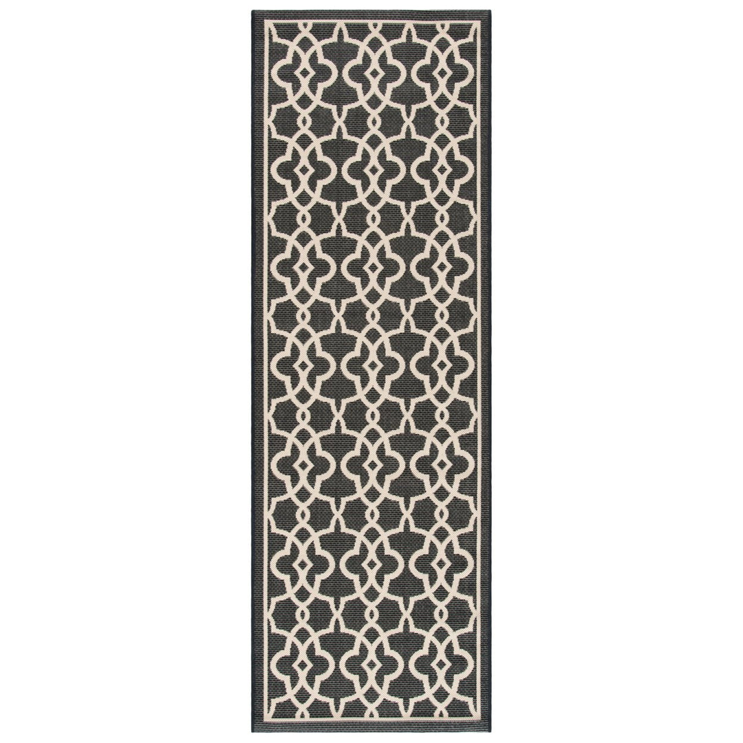 SAFAVIEH Indoor Outdoor CY6071-266 Courtyard Black / Beige Rug Image 1