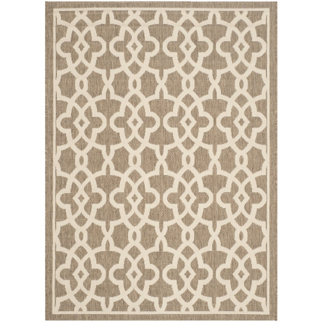 SAFAVIEH Indoor Outdoor CY6071-242 Courtyard Mocha / Beige Rug Image 1